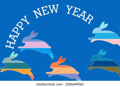 Rabbit New Year's card colorful background