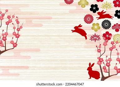 Rabbit New Year's card Japanese pattern background