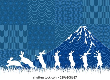 Rabbit New Year's card Mt. Fuji background