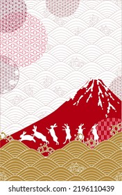 Rabbit New Year's card Mt. Fuji background