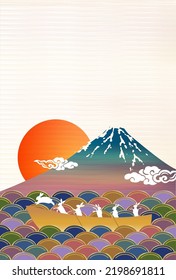 Rabbit New Year's card Mt. Fuji background