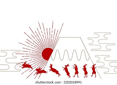 Rabbit New Year's card Mt. Fuji background