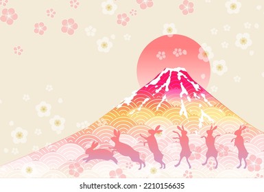 Conejo tarjeta Año Nuevo fondo Mt. Fuji