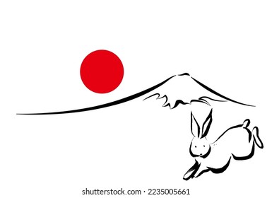Conejo tarjeta Año Nuevo fondo Mt. Fuji
