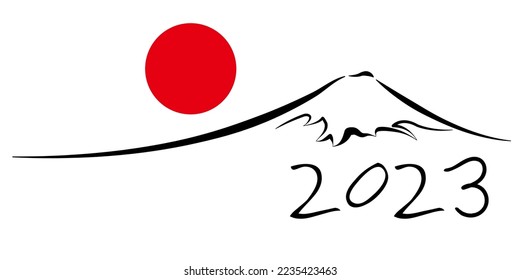 Rabbit New Year's card Mt. Fuji background