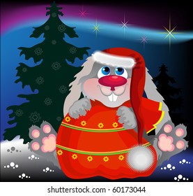 Rabbit with a New Year's gift