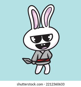 Rabbit Ninja Cartoon Character Mascot Flat Design Fur Animal Cute Animal Funny Animal Fun Animal Logo Design