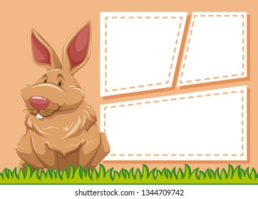 Un conejo en la ilustración de nota en blanco