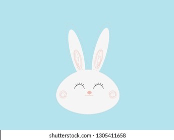 The rabbit on blue background 