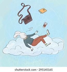 Rabbit on a cloud. Vector graphics