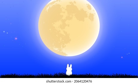 Conejo en la noche de luna llena