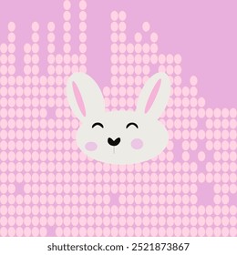 Rabbit on gradient background, pink, circle, vector illustration.