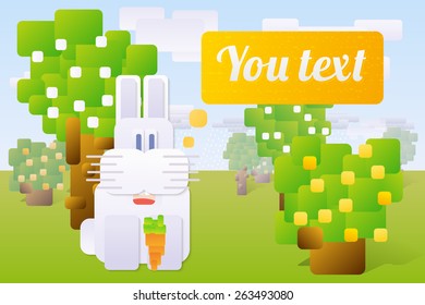 Rabbit on a green background