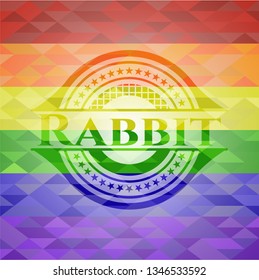 Rabbit on mosaic background with the colors of the LGBT flag