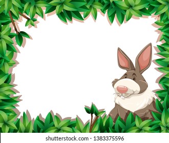 Rabbit on nature border illustration