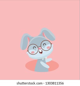 rabbit on pastel background.