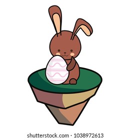 rabbit  on piece land  vector illustration