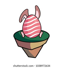 rabbit on piece land vector illustration