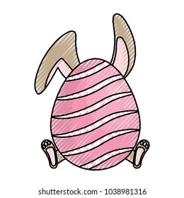 rabbit on piece land  vector illustration