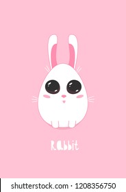 Rabbit on a pink background  Beautiful vector illustration 