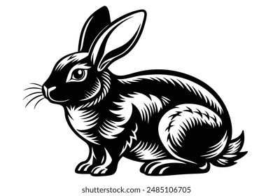 Conejo en Vector de silueta y fondo blanco 