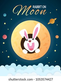 Rabbit on the surface of the full moon.vector
