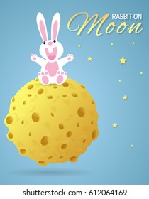 Rabbit on the surface of the full moon.vector