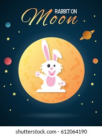 Rabbit on the surface of the full moon.vector