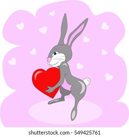 rabbit on Valentine's day on a pink background