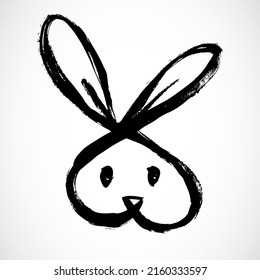 Rabbit on white background. Lunar horoscope sign rabbit. Chinese Happy new year 2023. Year of the rabbit. Lunar new year. Drawing hair