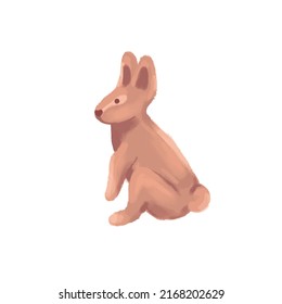 Rabbit on a white background. Rabbit symbol of 2023 year. Hand-drawn vector illustration. 