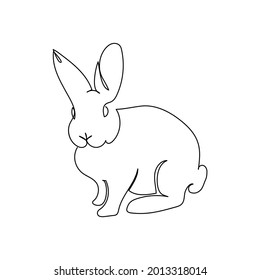 Rabbit one line art. Continuous line drawing of bunny, domestic animal.