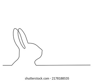 Rabbit one line art, hand drawn bunny continuous  contour. Animal, symbol of 2023 by Chinese horoscope. Simple minimalist design. Editable stroke. Isolated. Vector illustration