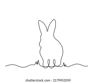 Rabbit one line art, hand drawn bunny continuous  contour. Animal, symbol of 2023 by Chinese horoscope. Simple minimalist design. Editable stroke. Isolated. Vector illustration