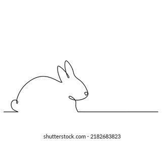 Rabbit one line art, hand drawn bunny continuous  contour. Animal, symbol of 2023 by Chinese horoscope. Simple minimalist design. Editable stroke. Isolated. Vector illustration