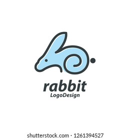 Rabbit one line art logo design. Minimal Lineart Outline Rabbit Icon Logo Design | Creative Rabbit Logo Design - Vector