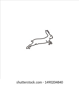 Rabbit one line art logo design