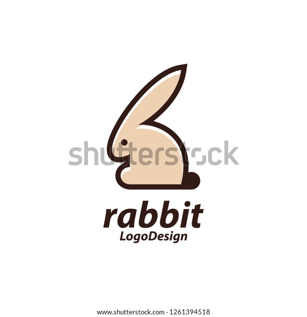 Rabbit One Line Art Logo Design Stock Vector Royalty Free 1261394518