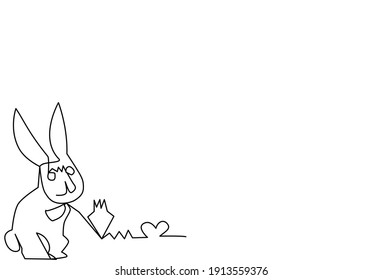 arte de una línea de conejo sobre fondo blanco