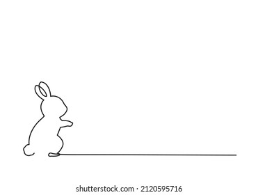 Rabbit one line art style isolated on white background vector illustration.