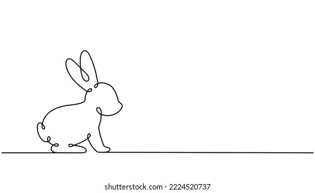 Rabbit one line continuous drawing. Hare continuous one line illustration. Chinese Lunar Year 2023. Year of the Rabbit. Vector linear illustration.
