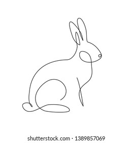 Rabbit one line drawing icon. Editable line