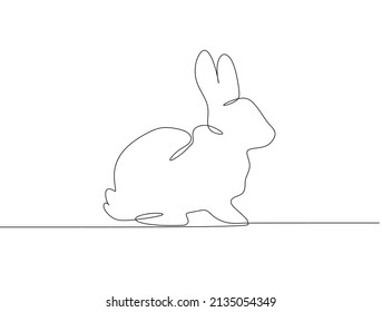 Rabbit one line drawing icon. Editable line