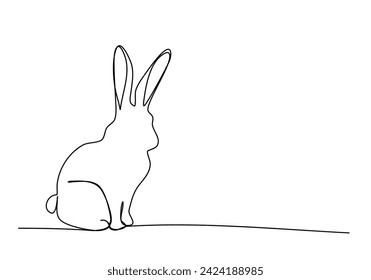 Ilustración del vector de dibujo de una línea de conejo.