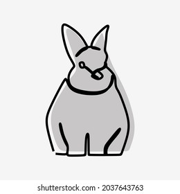 conjunto de vector de la línea continua del arte onelina de conejo