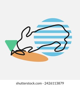 Rabbit in oneline style. Vector illustration. Abstract figures. Illustration with abstract shapes and gradient