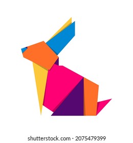 Rabbit origami. Abstract colorful vibrant rabbit logo design. Animal origami. Vector illustration