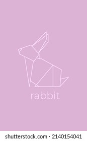 Rabbit origami. Abstract line art rabbit logo design. Animal origami. Animal line art.Pet shop outline illustration. Vector illustration