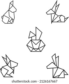 Rabbit Origami Geometric Image, Vector