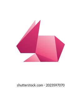 Rabbit Origami Gradient Flat Icon Logo Illustration Vector Isolated. Origami and Paper Craft Icon-Set. Suitable for Web Design, Logo, App. 